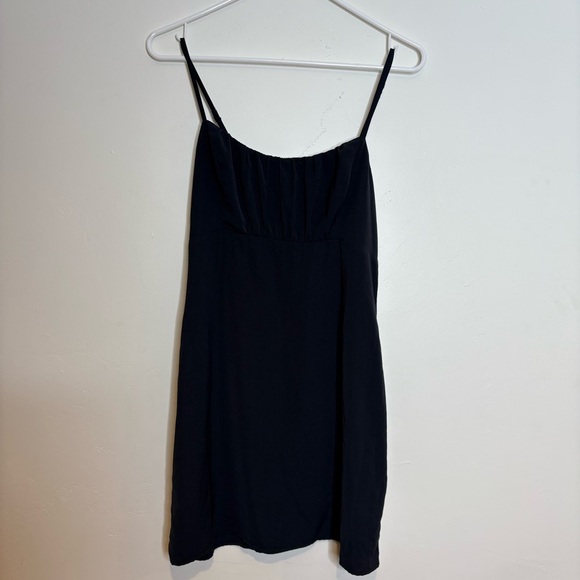 Abercrombie & Fitch Black Ruched Mini Slip Dress with Straps Size Small - Picture 4 of 8